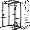 JEEKEE POWER RACK WITH LAT PULLDOWN 2000LBS POWER CAGE MULTI FUNCTION - BLACK - Like New