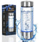 HYDROGEN WATER BOTTLE, PORTABLE HYDROGEN WATER GLASS BOTTLE, 420ML - CLEAR/SS - Like New