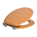 Harbour Housewares 1x Beech Wood Soft Close Toilet Seat with Chrome Hinges - Brand New