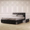 DHP DAKOTA QUEEN UPHOLSTERED BED WITH STORAGE DRAWERS IN BLACK FAUX LEATHER - Like New