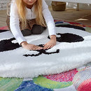 Decomall Panda Area Rug Round Nursery Kids Play Mat Animal Shape Shaggy Plush - Brand New