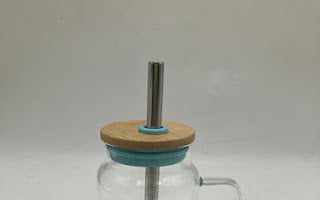 TRONCO REUSABLE GLASS TUMBLER WITH HANDLE - BLUE - Like New