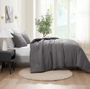 KATHY IRELAND 3-PIECE WAFFLE DOWN ALTERNATIVE COMFORTER SET KING SIZE - GRAY - Like New