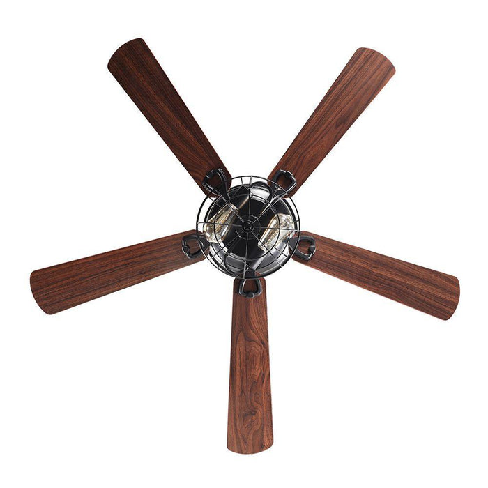 PARROT UNCLE 48" UMMUHAN INDUSTRIAL FLUSH MOUNT CEILING FAN LIGHTING - BLACK - Brand New