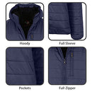 SPIRE BY GALAXY MENS SHERPA-LINED HOODED PUFFER JACKET LARGE - NAVY - Brand New