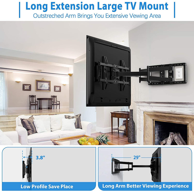 PIPISHELL TV WALL MOUNT BRACKET FULL MOTION FOR 50-90 INCH FLAT CURVED TV, BLACK - Like New