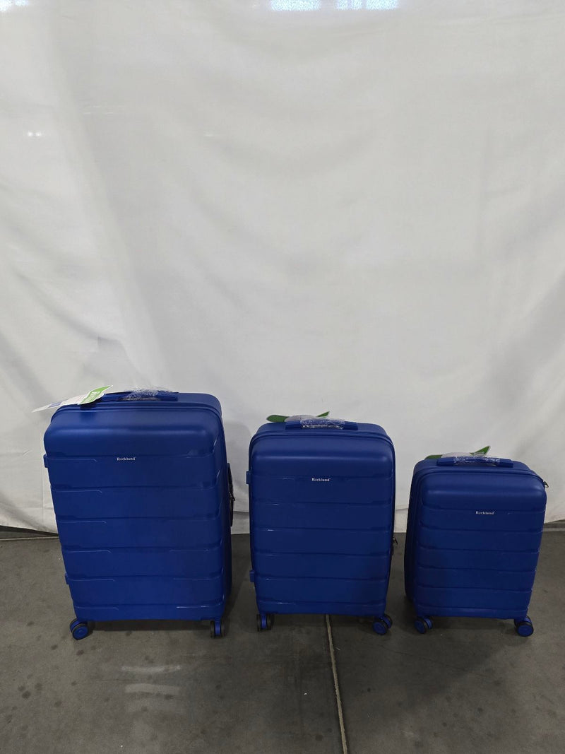 ROCKLAND PASADENA 3 PIECE HARDSIDE LUGGAGE SET (20"/24"/28") BLUE - Like New