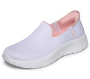 124963 SKECHERS WOMEN'S SLIP-INS: GO WALK FLEX RELISH, SIZE 11, WHITE/PINK - Like New