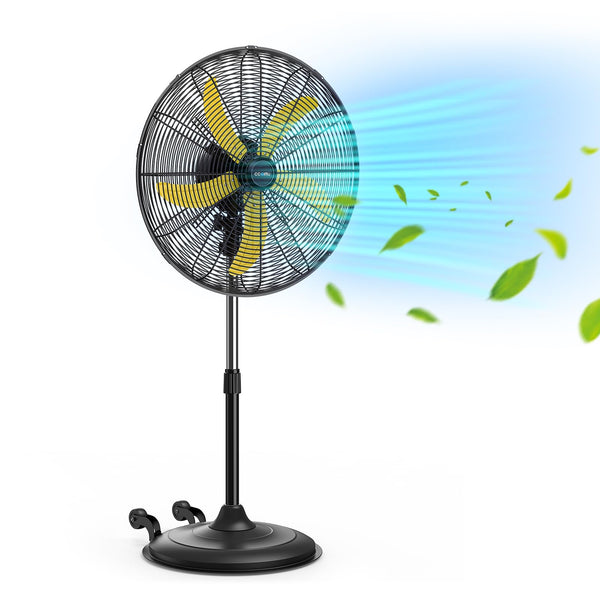 CCGIRU 5300 CFM 20" HIGH VELOCITY OSCILLATING PEDESTAL FAN - BLACK,YELLOW - Like New