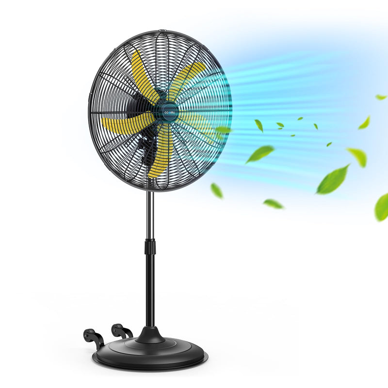 CCGIRU 5300 CFM 20" HIGH VELOCITY OSCILLATING PEDESTAL FAN - BLACK,YELLOW - Like New