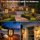 KAGOLING FLAME SOLAR LANTERNS OUTDOOR WATERPROOF HANGING LIGHTS - BLACK - Like New