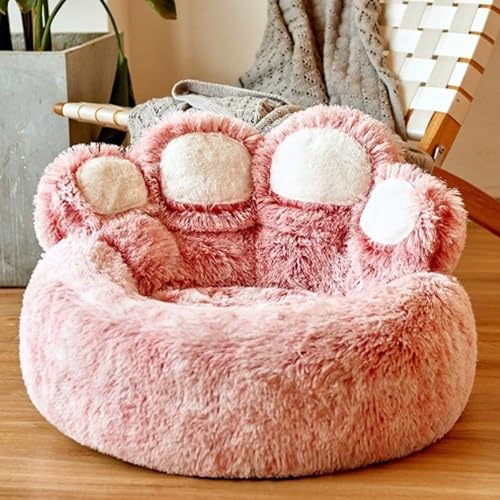 ZEAWIESVBYT PAW SHAPE DOG BED SOFT COTTON SLEEPING INDOORS - PINK 36" - Like New