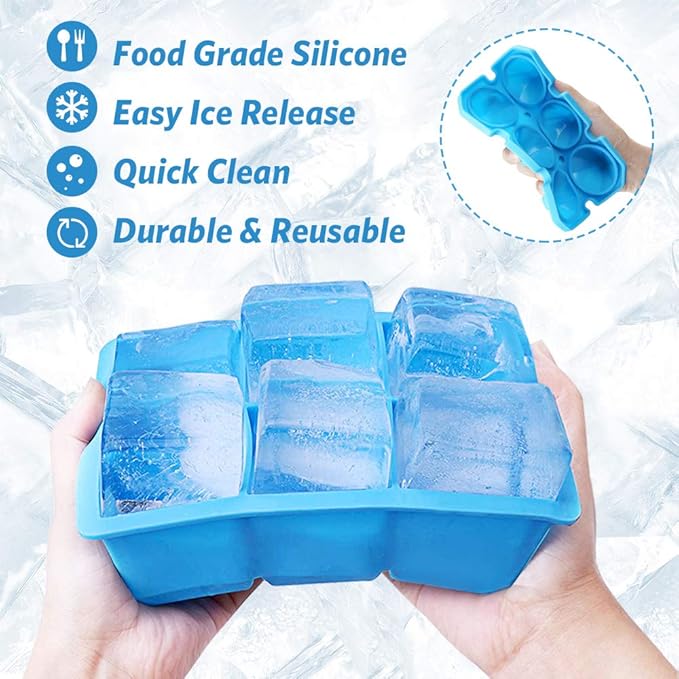 Meidong Ice Cube Trays 3 Pack Food-Grade Silicone Ice Cube Trays - Blue Like New