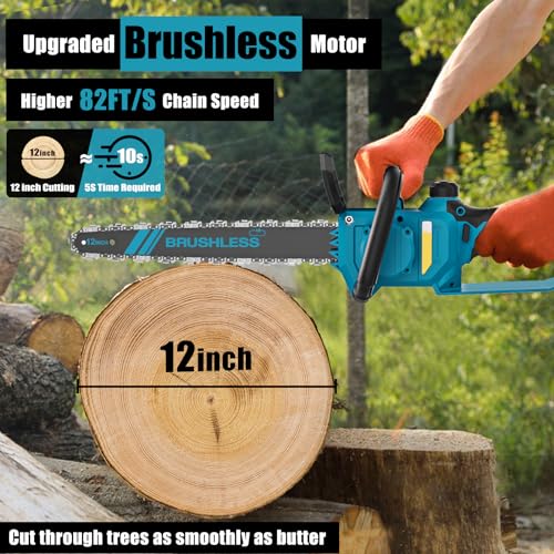 TAIRDA 12-INCH CHAINSAW COMPATIBLE FOR MAKITA 18V BATTERY 1000W CHAINSAW - BLUE - Like New
