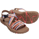 OUTPRO WOMENS HIKING OPEN TOE SANDALS - SIZE: WOMEN 8.5 - BROWN/MULTICOLOR - Like New