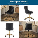 VINGLI Black Velvet Armless Office Chair Gold Base/Wheels Small Cute Vanity - Brand New