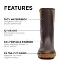 Grundéns Men's 12'' Deck Boot | Durable, Waterproof, 10 - Dark Brown - Like New
