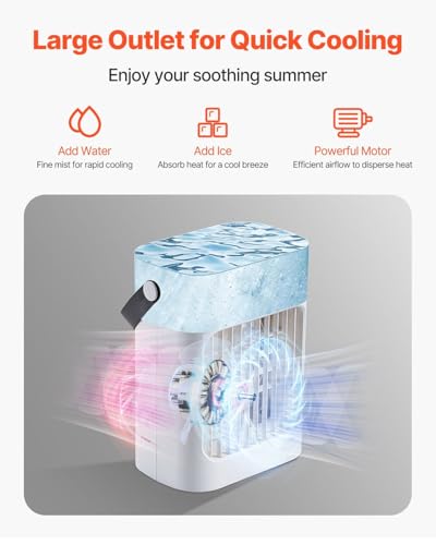 YBCHFGA PORTABLE AIR CONDITIONER 4-IN-1 EVAPORATIVE AIR COOLED WATER TANK WHITE - Like New