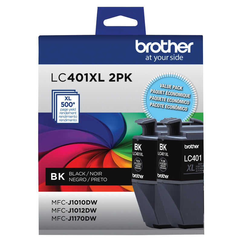 BROTHER® LC401 HIGH-YIELD INK CARTRIDGES PACK OF 2 LC401XL2PK - BLACK - Brand New