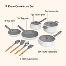 So Yummy by bella 12 Piece Cookware Set w EverGood™, B0D9PFKV24 - Frost - Brand New