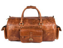 AARON LEATHER GOODS DUFFLE BAG MEN 35L OVERNIGHT WEEKENDER GARMENT - TAWNY - Like New