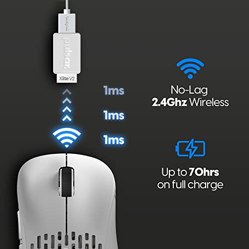 PULSAR GAMING GEARS - XLITE V2 WIRELESS GAMING MOUSE, ULTRA LIGHTWEIGHT - WHITE - Like New