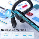 TERUNSOUL BLUETOOTH HEADSET V5.3 WIRELESS BLUETOOTH EARPIECE 600MAH - BLACK - Like New