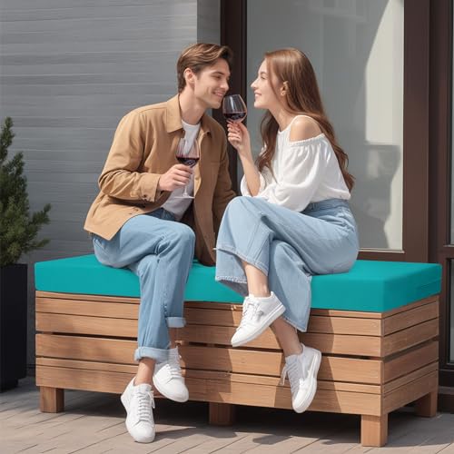 ideehomedecor Outdoor Bench Cushion 42" - Peacock Blue - Like New