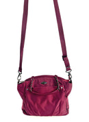 TRAVELON SATEEN NYLON MEDIUM CROSSBODY BAG WITH CHAIN HANDLES AND STRAP - MAROON - Like New