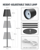 SUPERDANNY Cordless Table Lamps, 3 Height, 3 Light Colors Dimmable 2 Pack - Like New