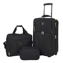TRAVELERS CLUB BOWMAN EXPANDABLE LUGGAGE 3-PIECE SET (DOPP/TOTE/20) BLACK - Brand New