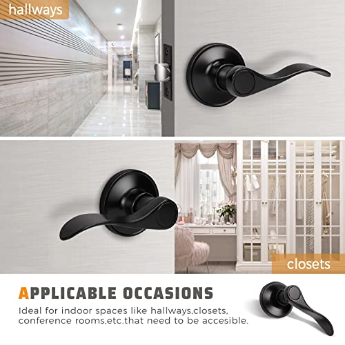 KNOBWEEL 1 PACK MATTE BLACK CLOSET DOOR HANDLES DOOR LEVERS - BLACK - Like New