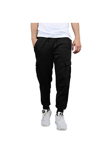 BLUE ICE HEAVYWEIGHT FLEECE-LINED CARGO JOGGER SWEATPANTS, SIZE: MEN 2XL - BLACK - Brand New