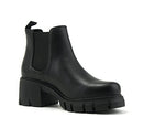 Soda PIONEER Women Lug Sole Mid Heel Chelsea Ankle Bootie (Black, 8) - Like New