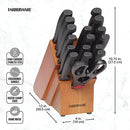 FARBERWARE NEVER NEEDS SHARPENING HIGH-CARBON KNIFE BLOCK HANDLES - BLACK - Like New