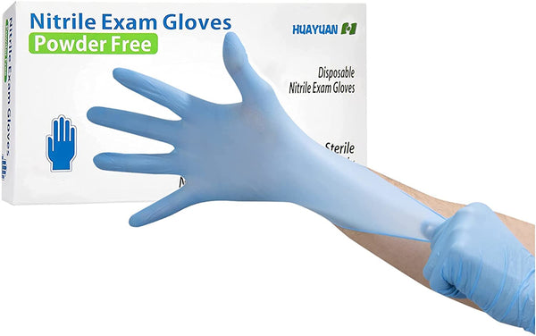HUAYUAN POWDER FREE NITRILE EXAM DISPOSABLE NON-STERILE GLOVES 100PCS LARGE - Brand New