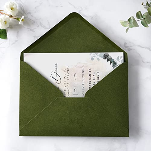 PONATIA 50 pcs. Pack A7 Envelopes 5.25 x 7.5'' Olive Green Envelopes - Brand New