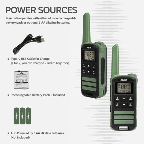JOYCALL WALKIE TALKIES LONG RANGE WEATHER ALERT PORTABLE WALKIE TALKIES - GREEN - Like New