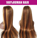 XUANCAILE HONEY BLONDE WIG, HUMAN HAIR, 24" 13X4 FRONTAL OMBRE HIGHLIGHTS WIG - Brand New
