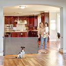 KISKIZ 75 INCH RETRACTABLE BABY GATES WIDE OPENINGS RETRACTABLE DOG GATE - GRAY - Brand New