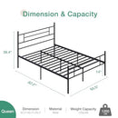 NOVILLA QUEEN SIZE BED FRAME HEADBOARD FOOTBOARD 14" METAL PLATFORM - DARK BLACK - Like New