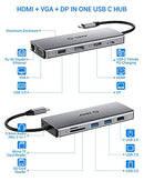TOTU USB C Hub 13 1 Type C Hub 4K HDMI & DP VGA 2 USB3.0/2 USB2.0 TT-HB013A - Like New