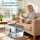 BARTUKE STAINLESS STEEL CAT LITTER BOX 19.6"L 13.8"W 11.8"H Y03 - SILVER - Like New
