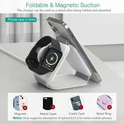 ORIA 3 IN 1 FOLDABLE WIRELESS CHARGER FAST PAD CHARGING STATION IOS - WHITE - Like New