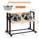 WALNEST ADJUSTABLE HEIGHT PET FEEDER STAND - NATURAL WOOD/BLACK - Like New