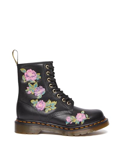 31385001 DR. MARTENS WOMEN'S 1460 VONDA II FLORAL 8 EYE BOOT BLACK/NAPPA LUX - 6 - Like New