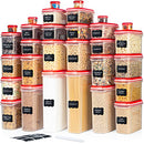 LARGEST Set of 60Pc Airtight Food Storage Containers - Stackable - RED - Brand New