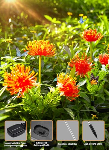 Brightown Outdoor Solar Garden Lights - 4 Pack LED Flower Lights Glowing - Red - Like New