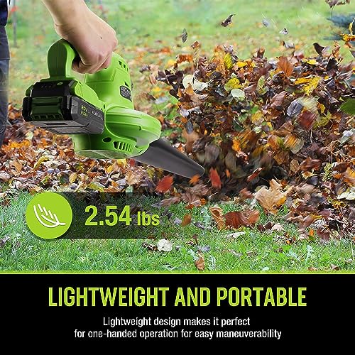WORKPRO CORDLESS LEAF BLOWER, 20V BATTERY POWERED, W125197A - GREEN/BLACK - Like New