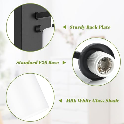 Set of 2 Wall Sconces for Bathroom, Modern Vanity Light Fixtures Black/White - Like New